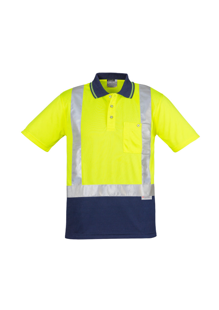 ZH233-Mens Hi Vis Spliced Short Sleeve Polo - Shoulder Taped