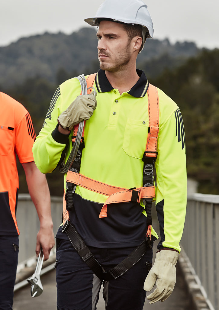 ZH310-Mens Hi Vis Flux Long Sleeve Polo