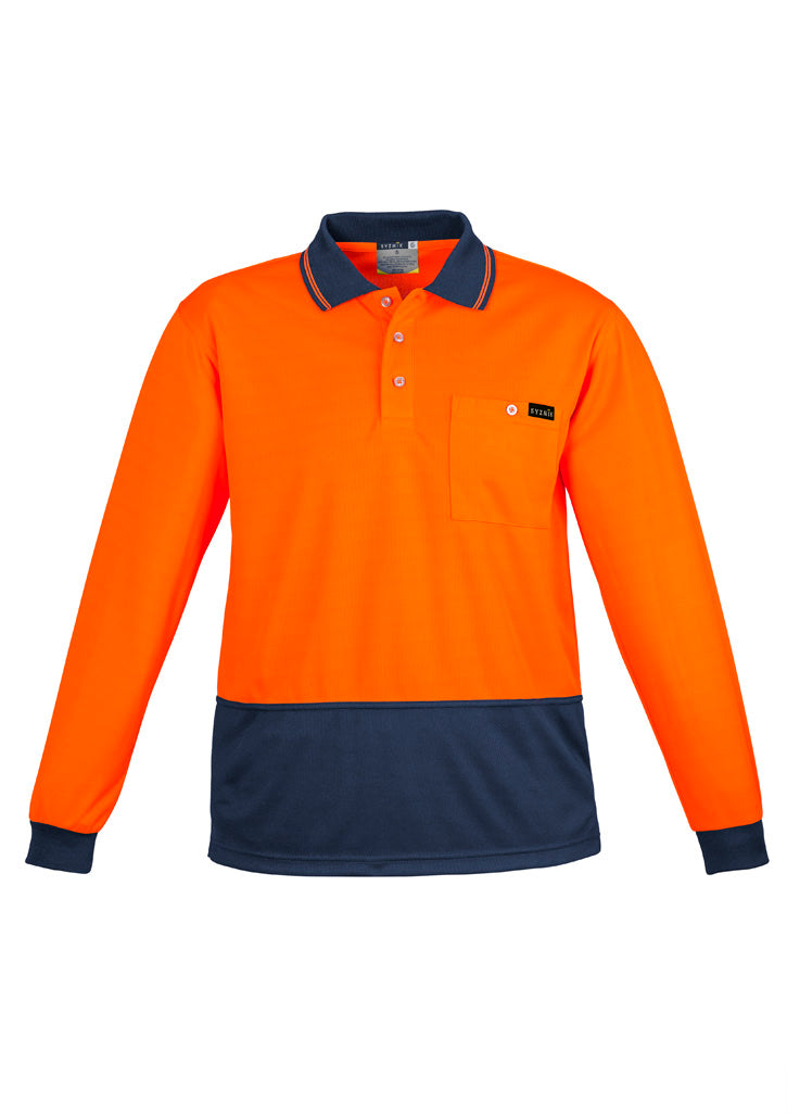 ZH410-Mens Hi Vis Comfort Back Long Sleeve Polo