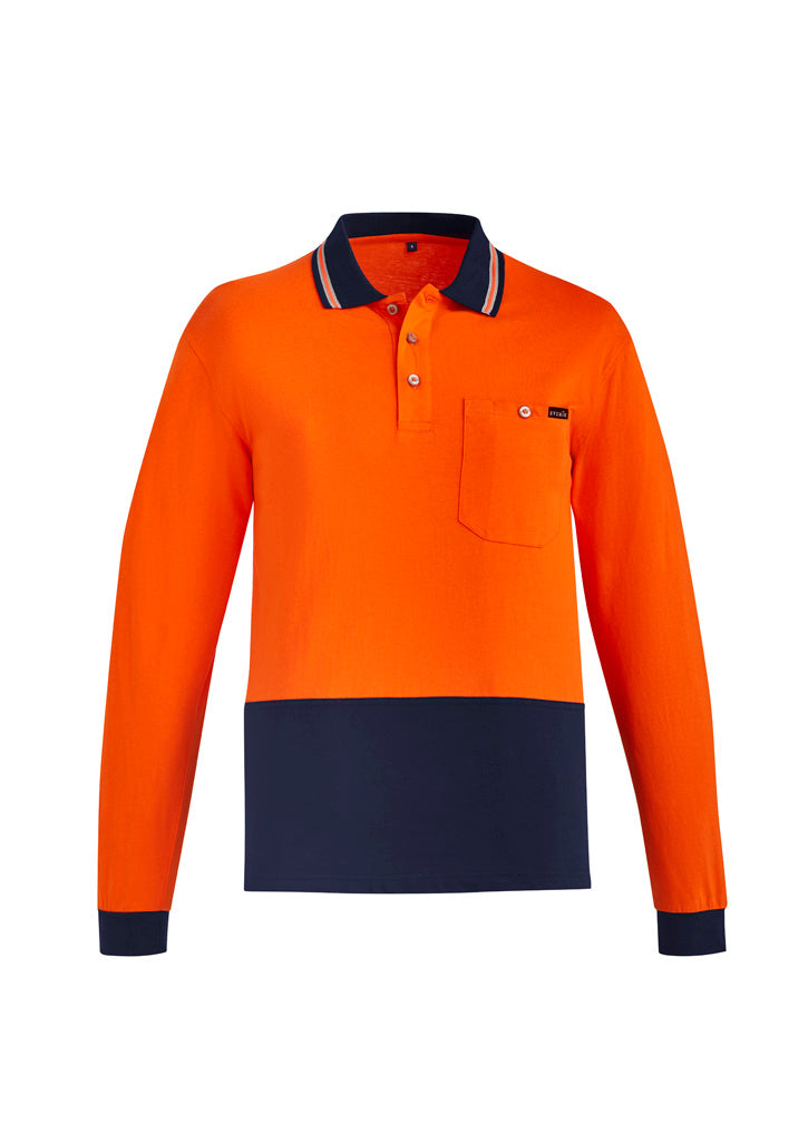 ZH430-Mens Hi Vis Cotton Long Sleeve Polo