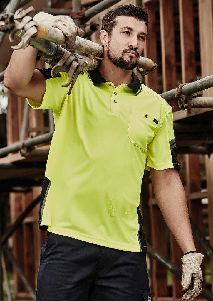 ZH465-Mens Hi Vis Reinforced Squad Short Sleeve Polo