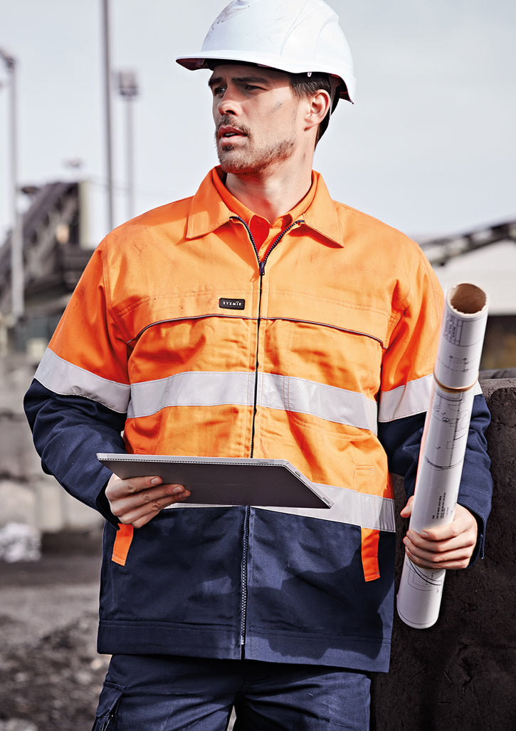 ZJ590-Mens Hi Vis Cotton Drill Jacket