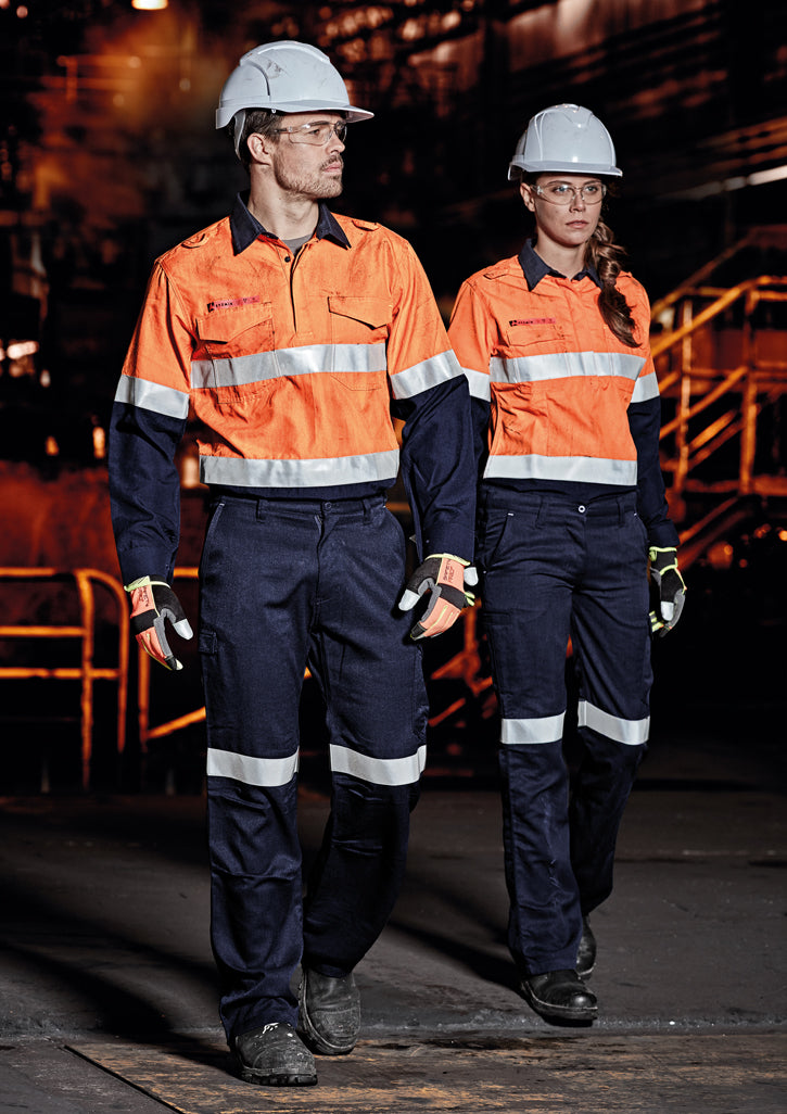 ZW131-Womens FR Closed Front Hooped Taped Spliced Shirt