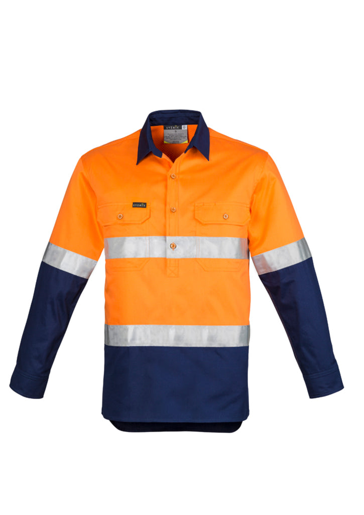 ZW550-Mens Closed Front Long Sleeve Shirt - Hoop Taped