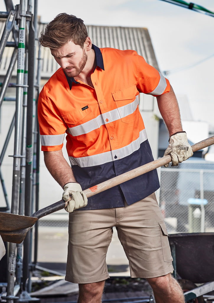 ZW835-Mens Rugged Cooling Hi Vis Taped Short Sleeve Shirt