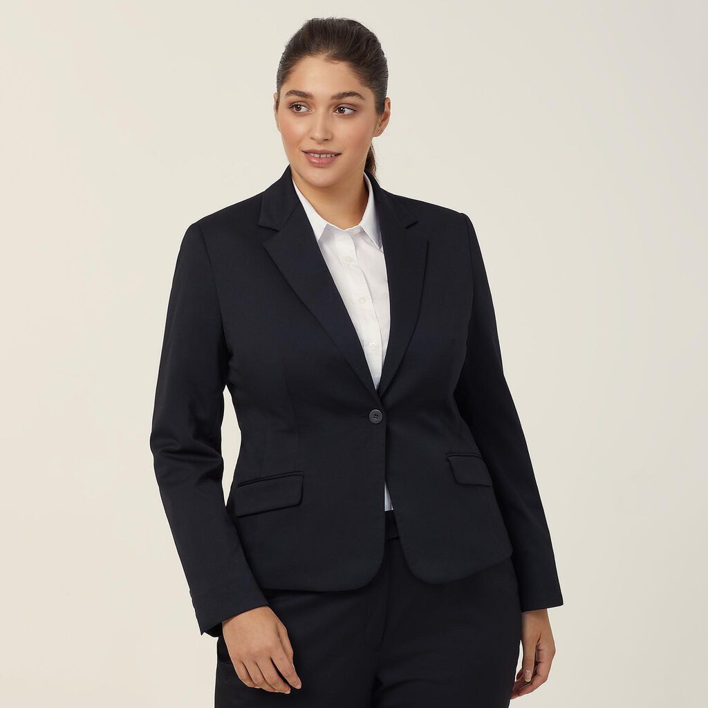POLY VISCOSE STRETCH TWILL 1 BUTTON CROPPED JACKET