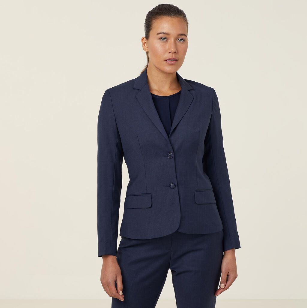 SHARKSKIN 2 BUTTON MID-LENGTH DETAIL JACKET