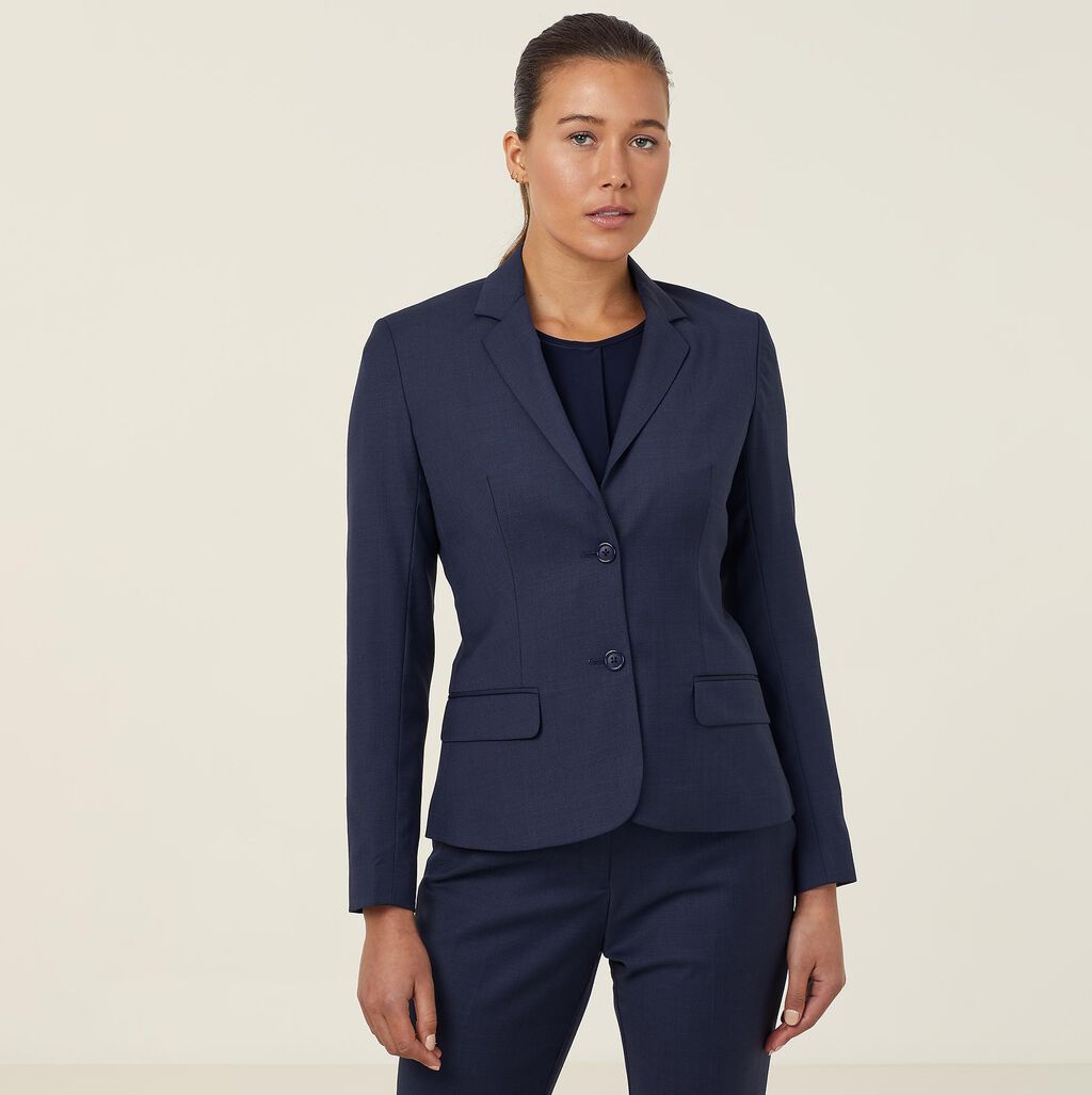SHARKSKIN 2 BUTTON MID-LENGTH DETAIL JACKET
