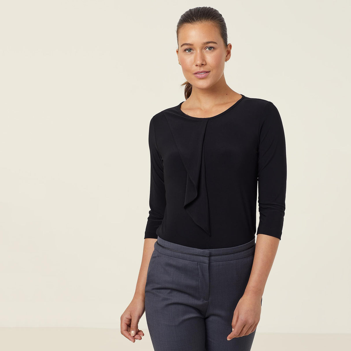 SOFT JERSEY 3/4 ROUND NECK T-TOP