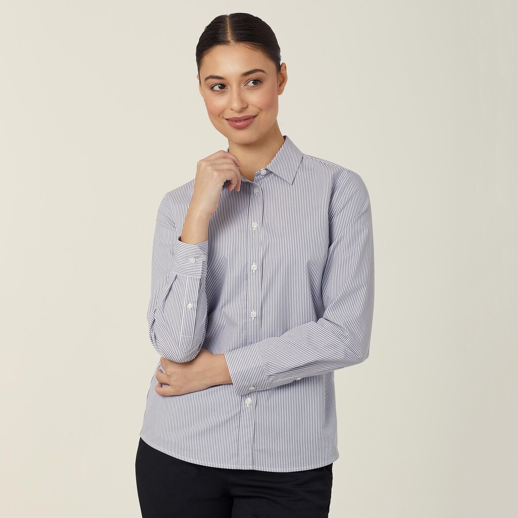 WOMEN'S AVIGNON FINE BLOCK STRIPE STRETCH LONG SLEEVE SHIRT