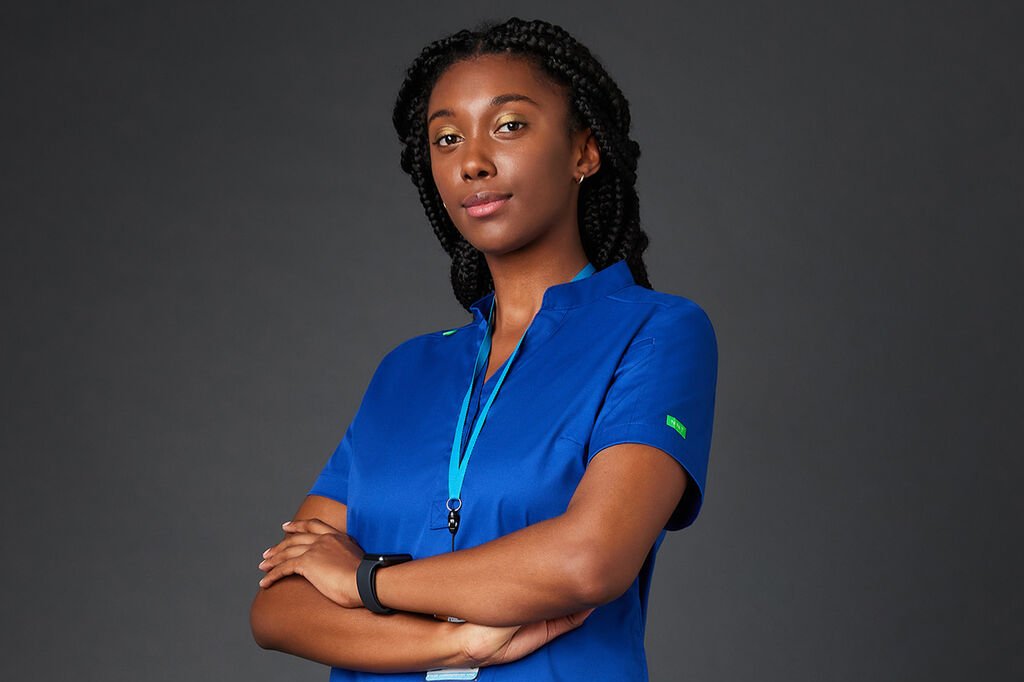 NEXT-GEN ANTIBACTERIAL ACTIVE BLACKBURN MANDARIN COLLAR SCRUB TOP