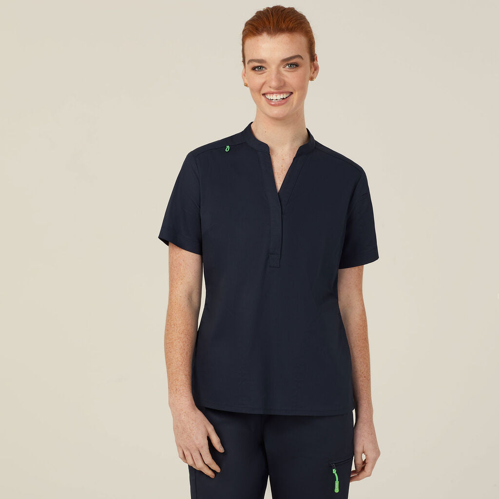 NEXT-GEN ANTIBACTERIAL ACTIVE BLACKBURN MANDARIN COLLAR SCRUB TOP