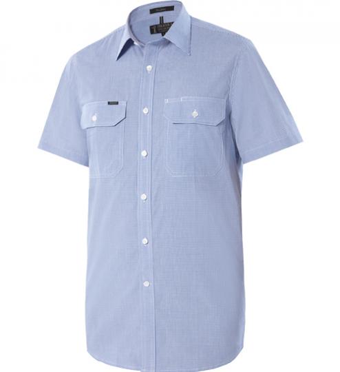 RMPC063S-Men's Premium Ultra Fine Cotton, Yarn Dyed Check, Front Flap Dual Pocket, Short Sleeve Shirt