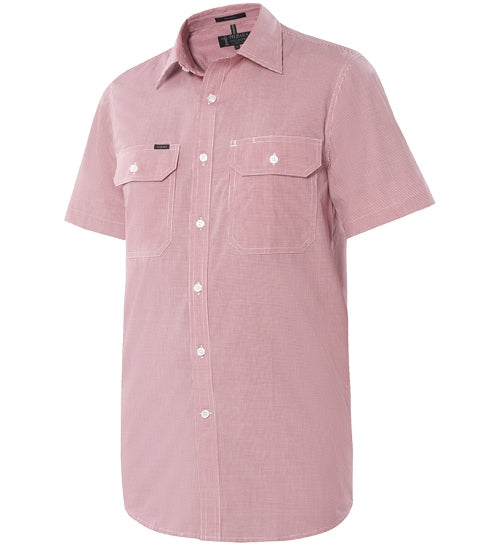 RMPC063S-Men's Premium Ultra Fine Cotton, Yarn Dyed Check, Front Flap Dual Pocket, Short Sleeve Shirt