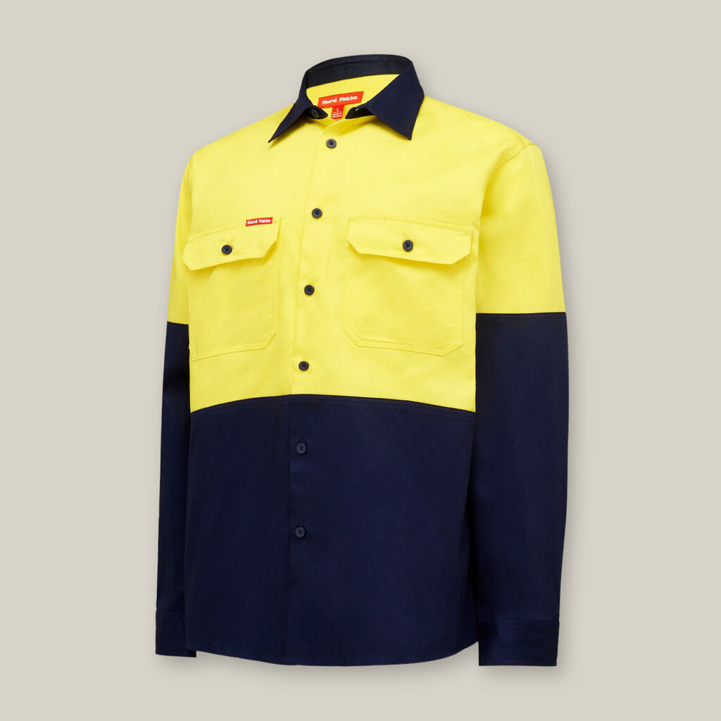 CORE HI-VIS LONG SLEEVE HEAVYWEIGHT COTTON DRILL SHIRT
