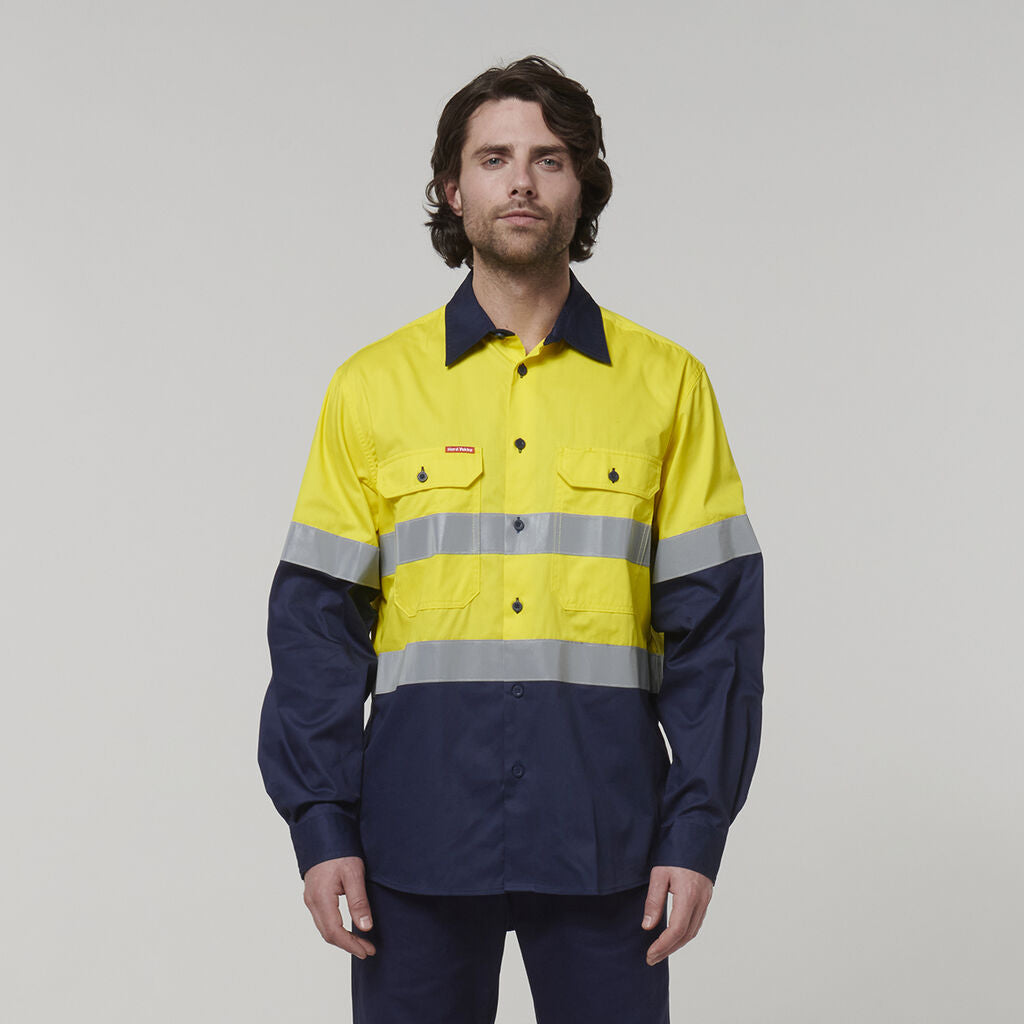 CORE HI-VIS LONG SLEEVE 2 TONE TAPED VENTED COTTON SHIRT