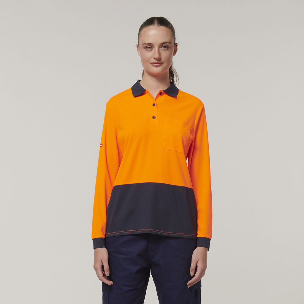 Y08603-Hard Yakka Womens Long Sleeve Hi Vis Taped Polo