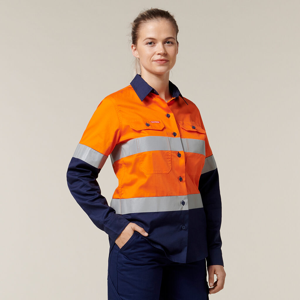 WOMEN'S HI-VIS LIGHTWEIGHT 2 TONE TAPED LONG SLEEVE SHIR