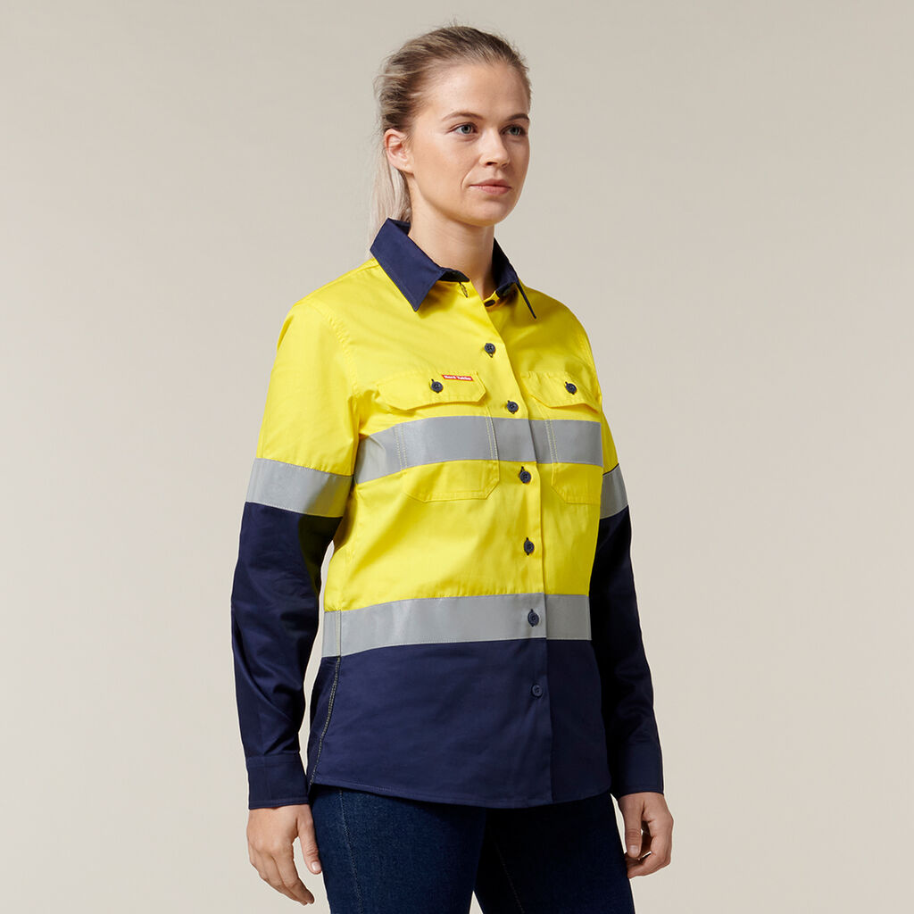 WOMEN'S HI-VIS LIGHTWEIGHT 2 TONE TAPED LONG SLEEVE SHIR