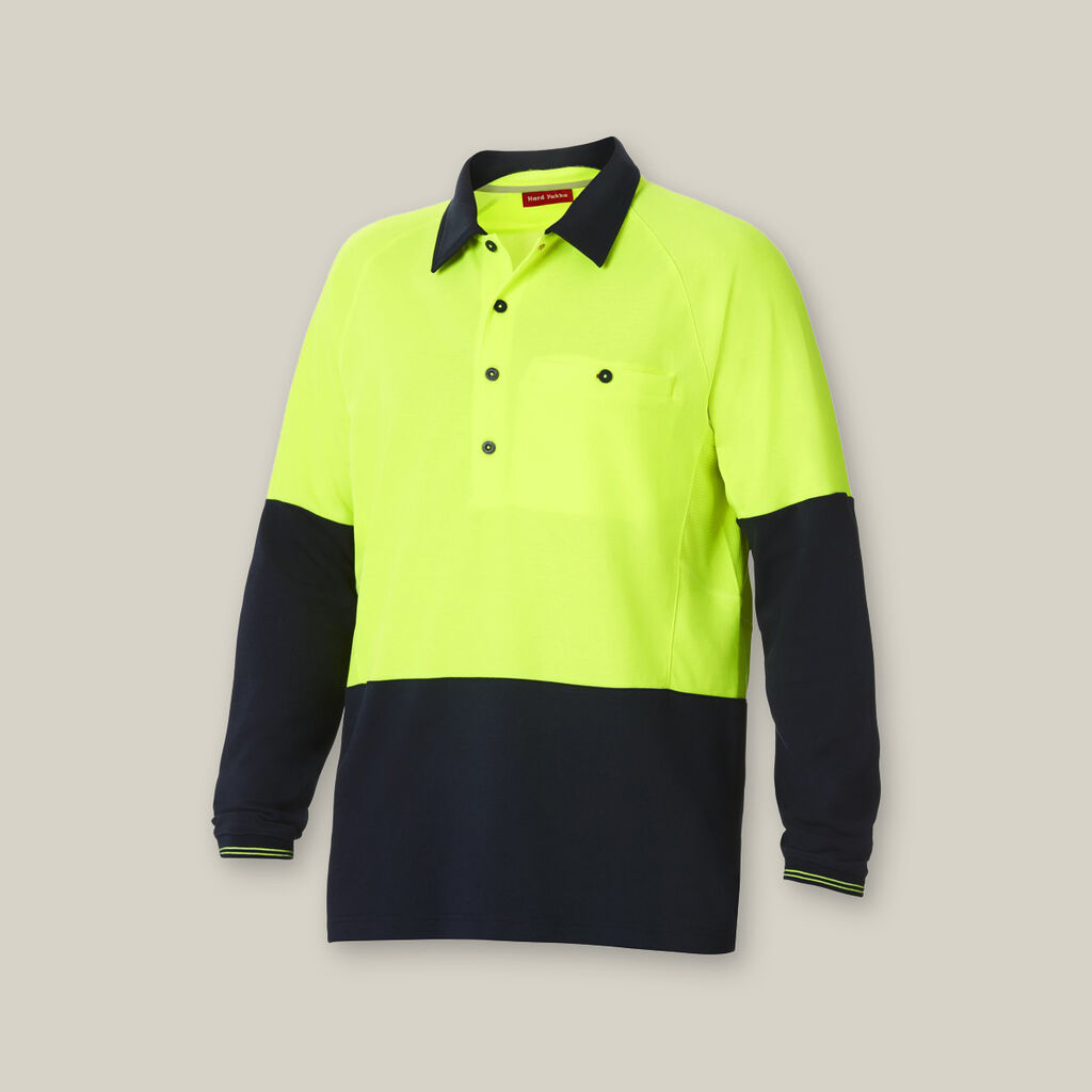 KOOLGEAR HI-VIS 2 TONE VENTED LONG SLEEVE POLO