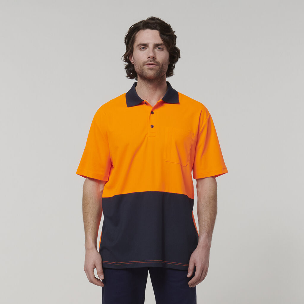 Y19616-Hard Yakka Mens Short Sleeve Hi Vis Polo