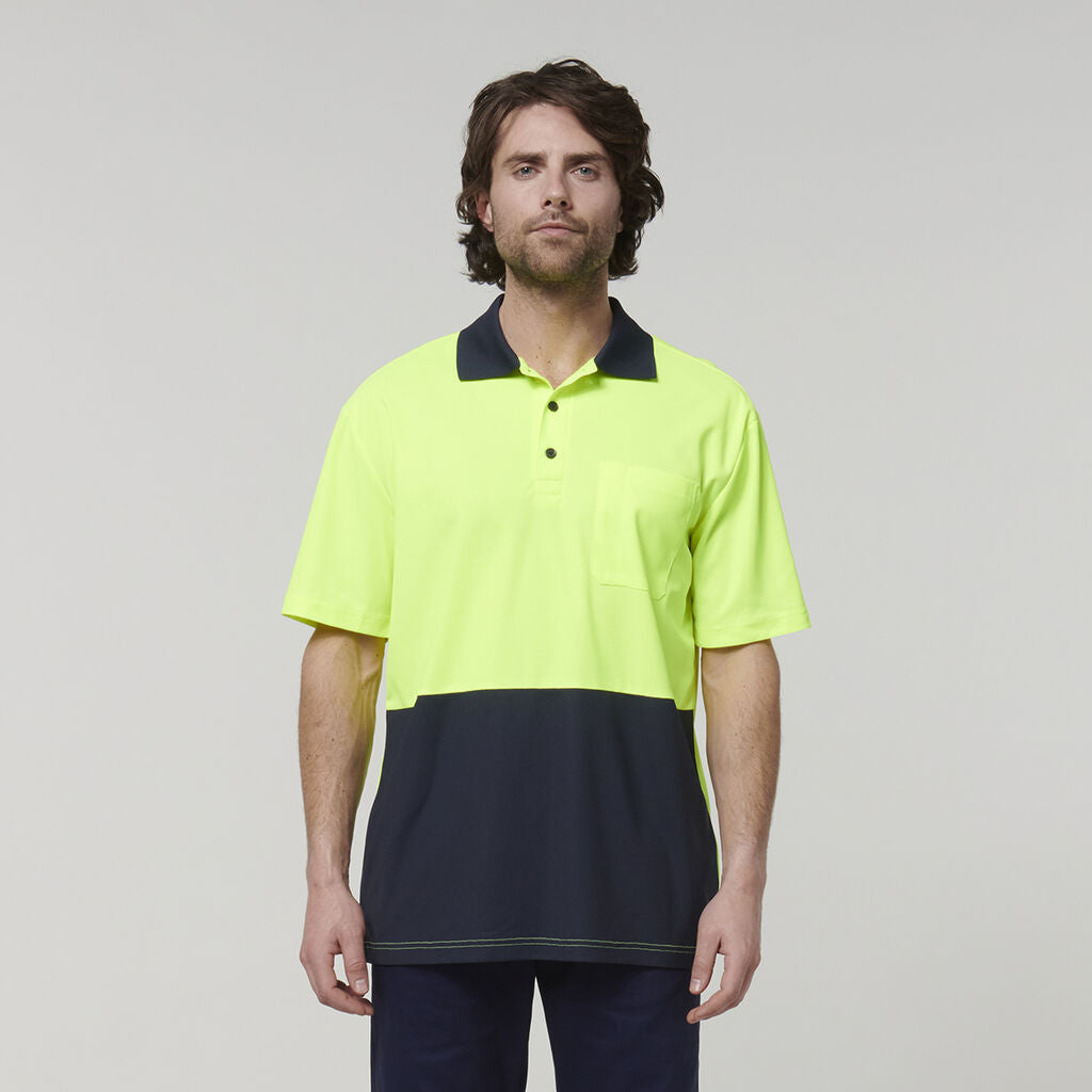 Y19616-Hard Yakka Mens Short Sleeve Hi Vis Polo