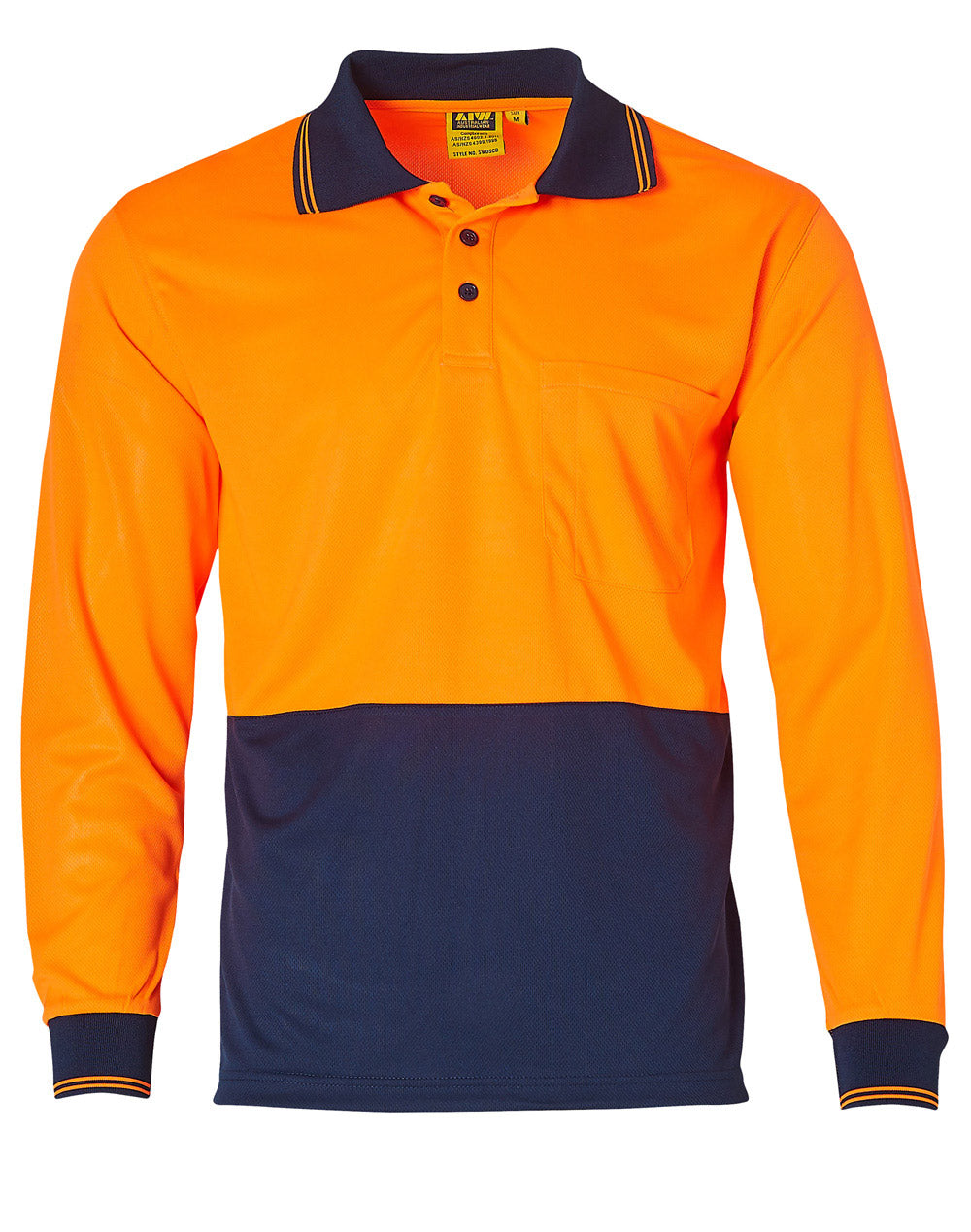 AIW SW05TD HI-VIS TRUEDRY MICRO-MESH SAFETY LONG SLEEVE POLO
