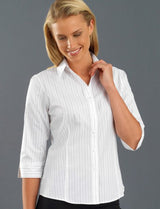 106-Womens 3/4 Sleeve Fine Stripe