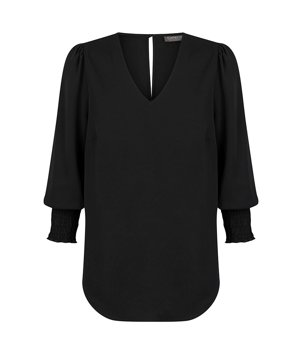1803WZ Cleo-Shirred Cuff V Neck