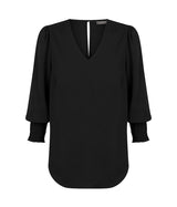 1803WZ Cleo-Shirred Cuff V Neck