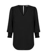 1803WZ Cleo-Shirred Cuff V Neck