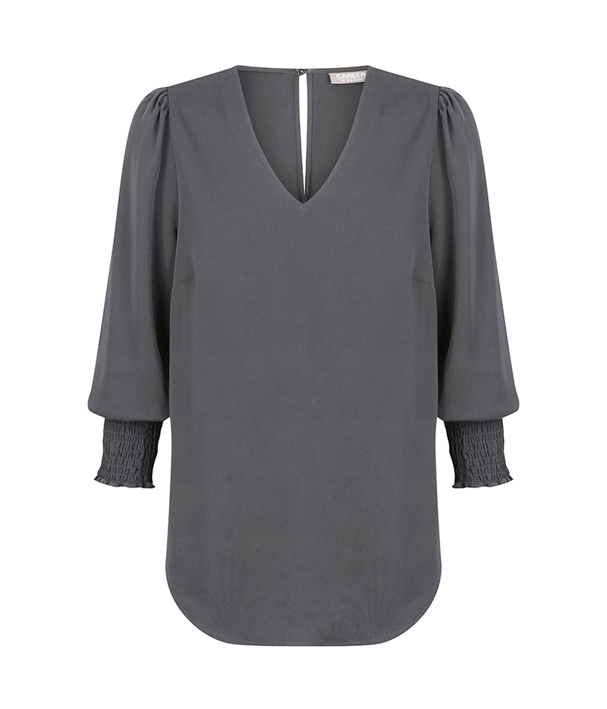 1803WZ Cleo-Shirred Cuff V Neck