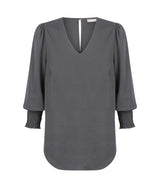 1803WZ Cleo-Shirred Cuff V Neck