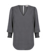 1803WZ Cleo-Shirred Cuff V Neck