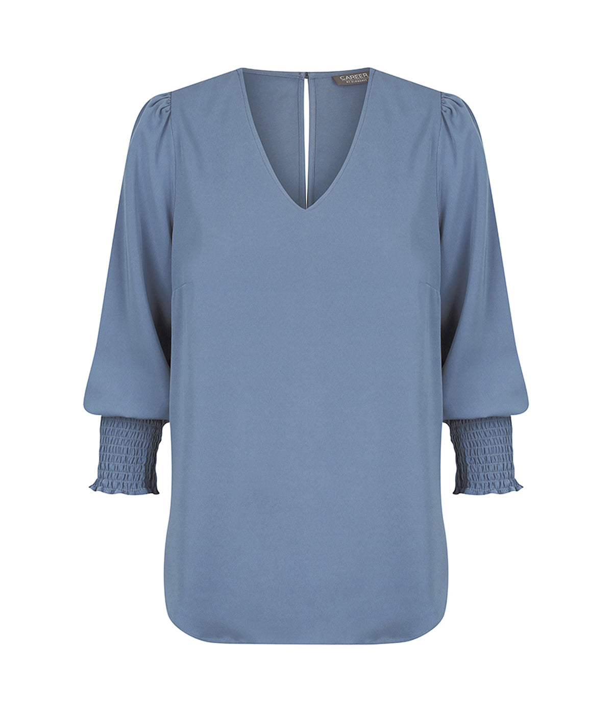 1803WZ Cleo-Shirred Cuff V Neck