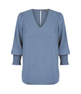 1803WZ Cleo-Shirred Cuff V Neck