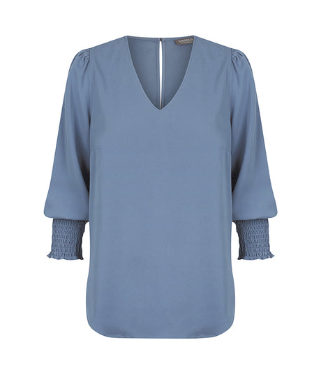 1803WZ Cleo-Shirred Cuff V Neck