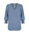 1803WZ Cleo-Shirred Cuff V Neck