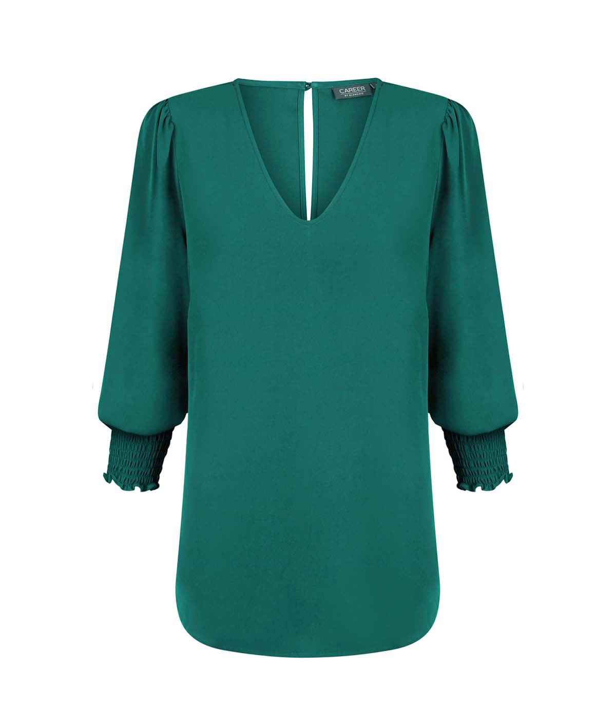 1803WZ Cleo-Shirred Cuff V Neck