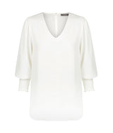 1803WZ Cleo-Shirred Cuff V Neck