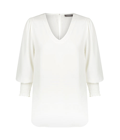 1803WZ Cleo-Shirred Cuff V Neck