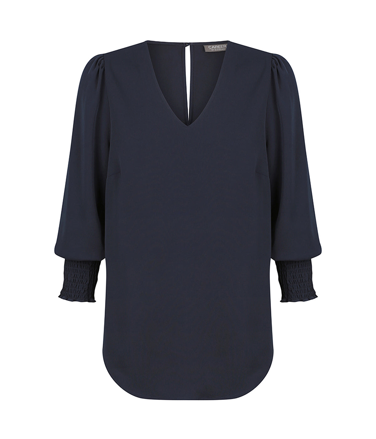 1803WZ Cleo-Shirred Cuff V Neck