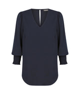 1803WZ Cleo-Shirred Cuff V Neck