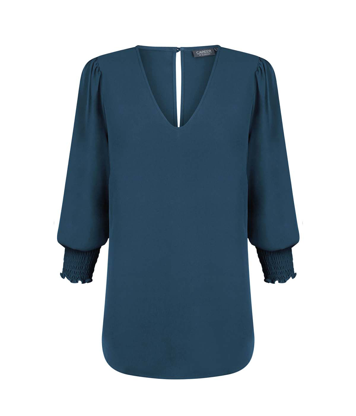 1803WZ Cleo-Shirred Cuff V Neck