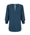 1803WZ Cleo-Shirred Cuff V Neck