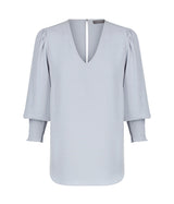 1803WZ Cleo-Shirred Cuff V Neck