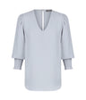 1803WZ Cleo-Shirred Cuff V Neck