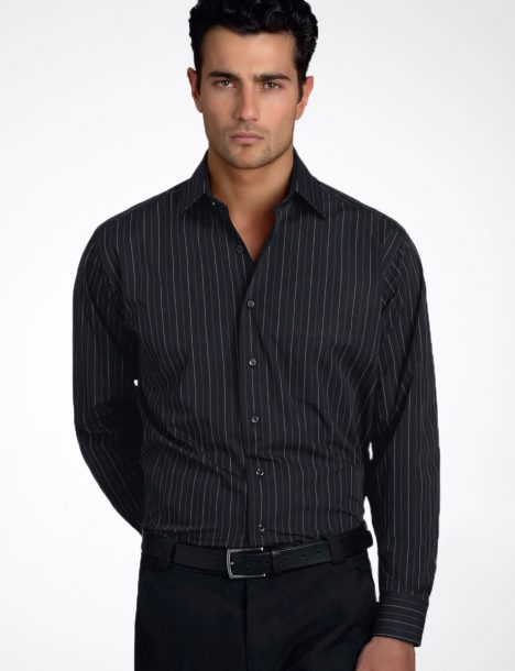 206-Mens Long Sleeve Fine Stripe