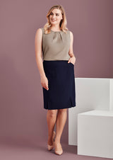 20720-Siena Womens Front Pleat Detail Straight Skirt