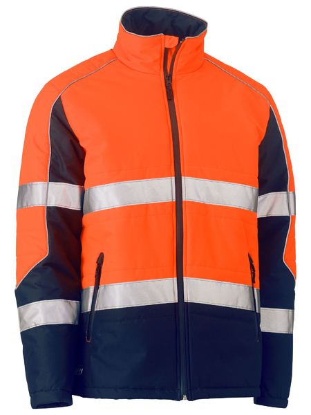 Taped Hi Vis Puffer Jacket With Stand Collar